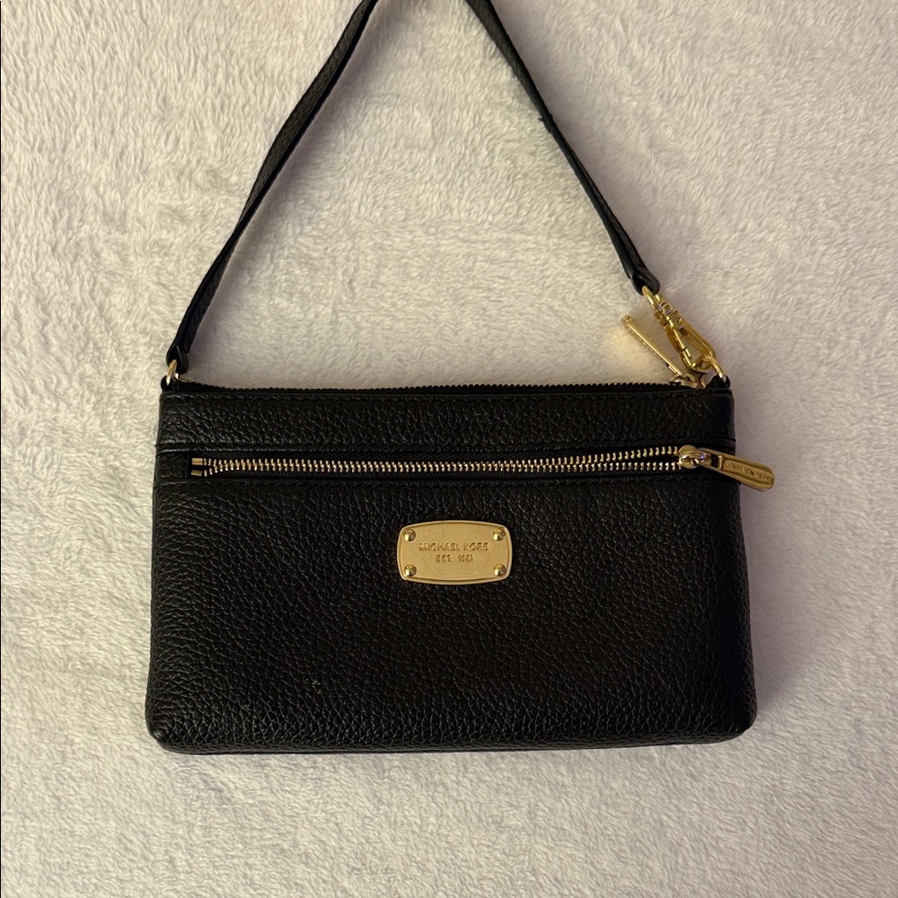 Michael Kors Black Wristlet with Gold Accents